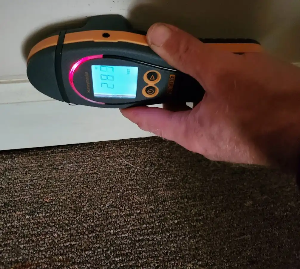 Moisture detection at baseboard during Mold Inspection & Testing in Bucyrus